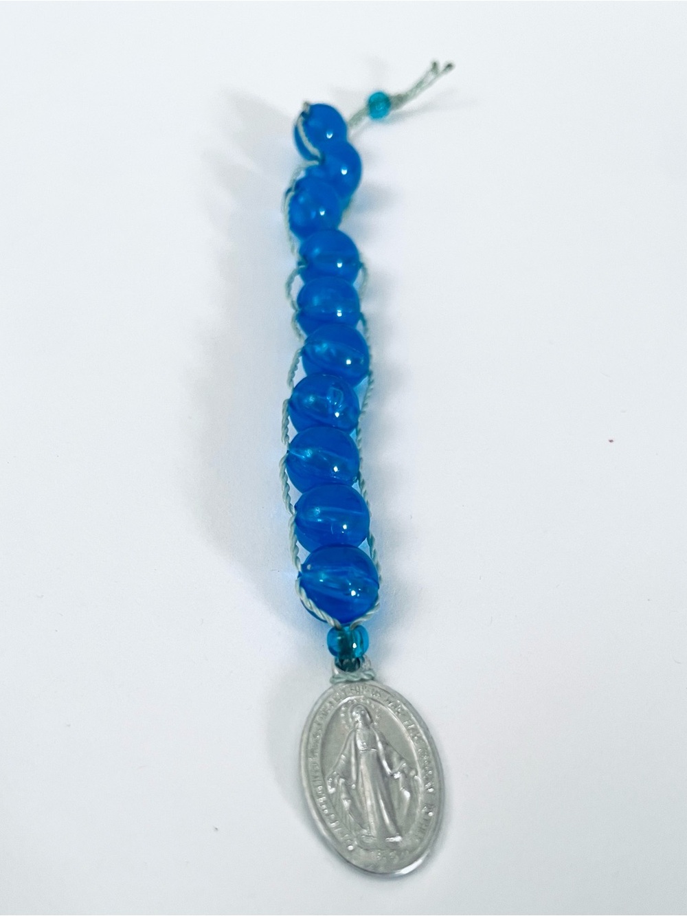 Blue Beaded Rosary Bracelet with Silver Medal - Picture 2 of 6
